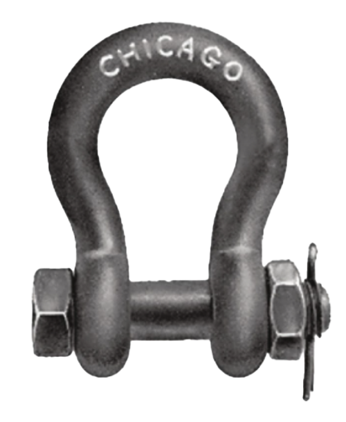CHICAGO HARDWARE BOLT TYPE ANCHOR SHACKLES, 17 TON, 11/2", SelfColor