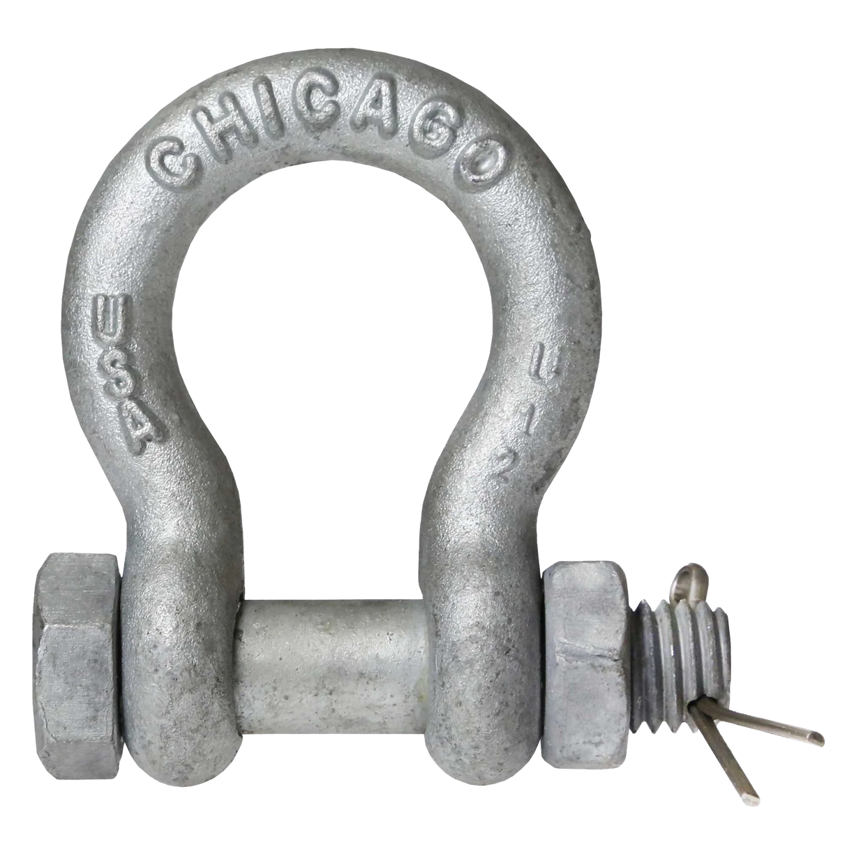 CHICAGO HARDWARE BOLT TYPE ANCHOR SHACKLES, 1 TON, 3/8", Galvanized