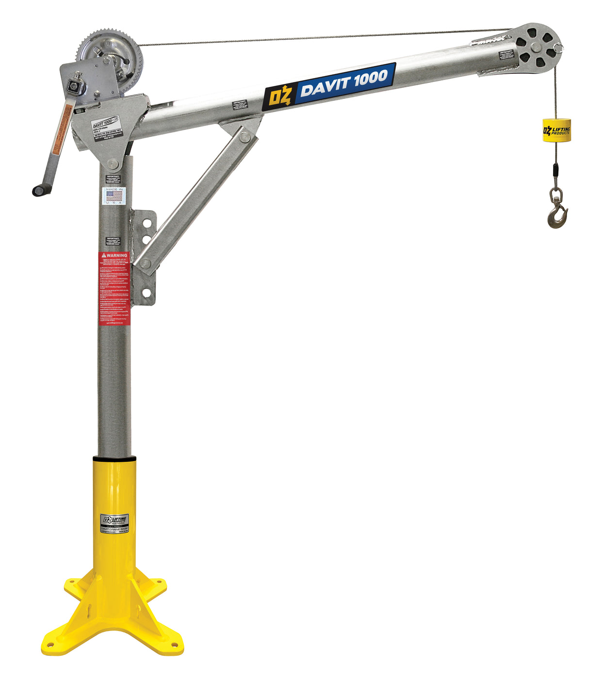davot crane hook weight Portable Marine Davit | 900lbs (400kg) With easy radius adjustment built in OZ Lifting Products Steel Davit